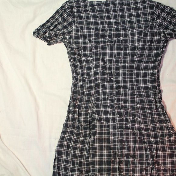 Divided button up plaid shirt dark blue white stripes size us 4 - Picture 5 of 7